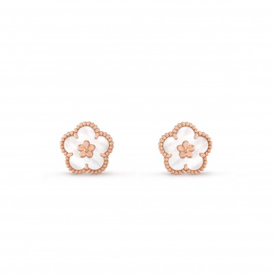 VAN CLEEF ARPELS LUCKY SPRING EARRINGS, PLUM BLOSSOM VCARP7RU00